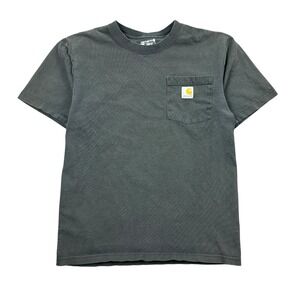 Carhartt T Shirt Men's Small Black Pocket Tee Workwear Relaxed Loose Fit Faded